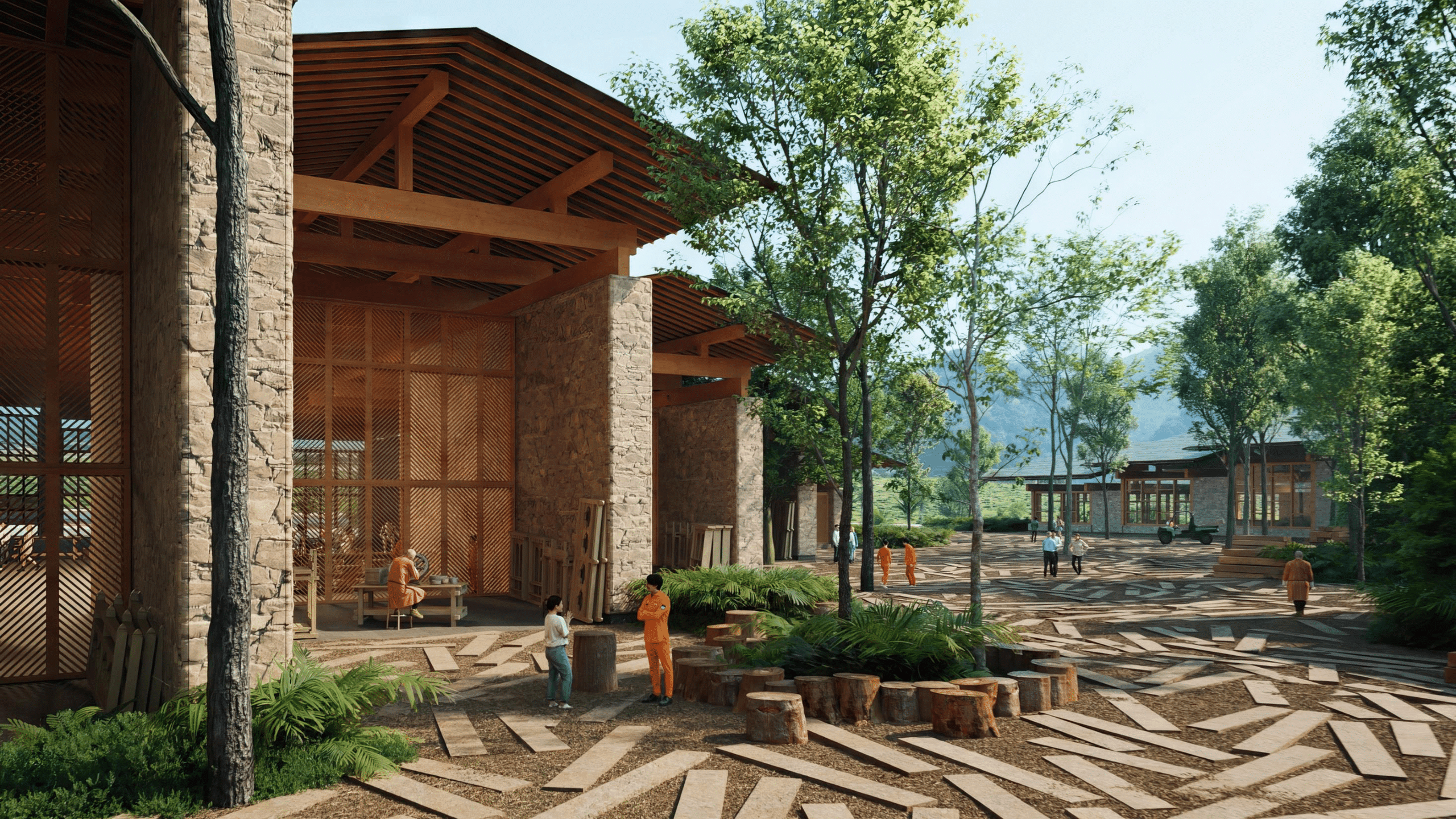 Gelephu Mindfulness City civic campus surrounded by trees